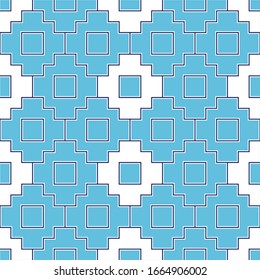 Patrón sin problemas. Cruces incas, cuadrados adornados. Motivo étnico. Papel tapiz tribal. Imagen popular. Fondo de la tribu. Antiguo mosaico. Papel digital, diseño web, impresión textil étnica. Obra vectorial.