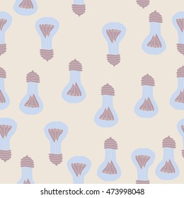 Seamless  pattern with  incandescent lamps , doodles,glass ,  thread, spot,  hole. Hand drawn.