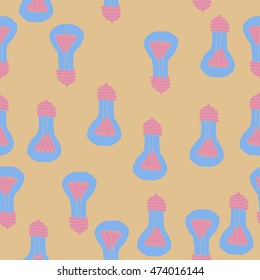 Seamless  pattern with  incandescent lamps , doodles,glass ,  thread, spot,  hole. Hand drawn.