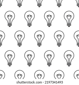 Seamless pattern with incandescent light bulb. Modern linear vector pattern with lamp