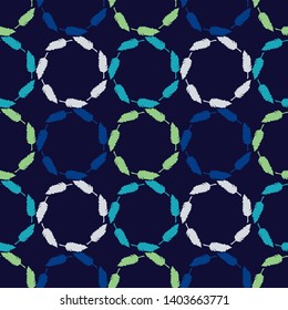 Seamless pattern with Indian feathers. Polka dots ornament. Vector illustration. Can be used for wallpaper, textile, invitation card, wrapping, web page background.