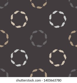 Seamless pattern with Indian feathers. Polka dots ornament. Vector illustration. Can be used for wallpaper, textile, invitation card, wrapping, web page background.