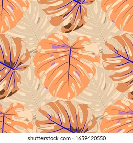 Patrón sin problemas con la selva india. Textura colorida a la moda con hojas tropicales para tela, textil, lino. Patrón tropical vectorial.