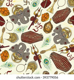 Seamless pattern with indian motifs 
