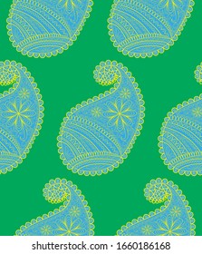 seamless pattern with Indian ornament. Turkish cucumber.