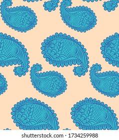 seamless pattern with Indian ornament. Turkish cucumber