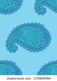 seamless pattern with Indian ornament. Turkish cucumber