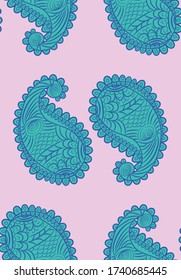 seamless pattern with Indian ornament. Turkish cucumber