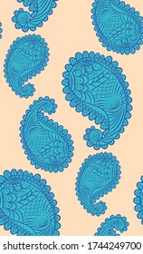 seamless pattern with Indian ornament. Turkish cucumber