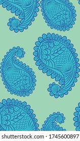 seamless pattern with Indian ornament. Turkish cucumber