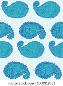 seamless pattern with Indian ornament. Turkish cucumber.