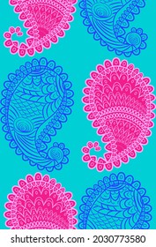 seamless pattern with Indian ornament. Turkish cucumber