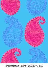 seamless pattern with Indian ornament. Turkish cucumber