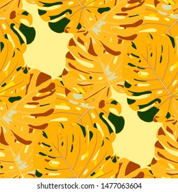 Seamless Pattern with Indian Rainforest. Retro Colorful Texture with Tropical Leaves for Fabric, Textile, Linen. Vector Tropical Pattern.
