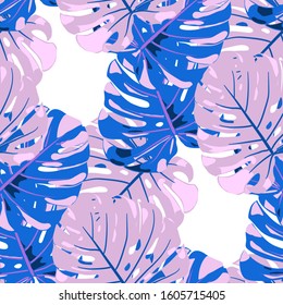 Seamless Pattern with Indian Rainforest. Retro Colorful Texture with Tropical Leaves for Fabric, Wallpaper, Textile. Vector Tropical Pattern.