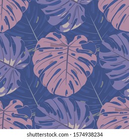Seamless Pattern with Indian Rainforest. Vintage Colorful Texture with Tropical Leaves for Print, Swimwear, Underwear. Vector Tropical Pattern.