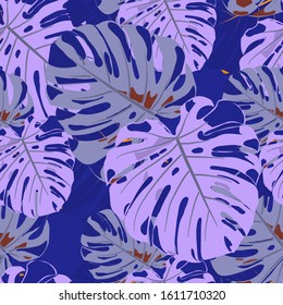 Seamless Pattern with Indian Rainforest. Vintage Colorful Texture with Tropical Leaves for Fabric, Wallpaper, Textile. Vector Tropical Pattern.