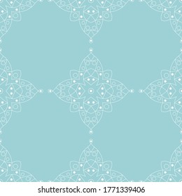 Seamless pattern in indian style. Blue and white background. Vector illustration