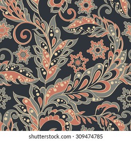 Seamless pattern in indian style. Floral vector illustration
