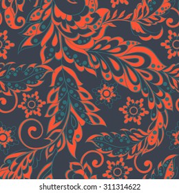 Seamless pattern in indian style. Floral vector illustration