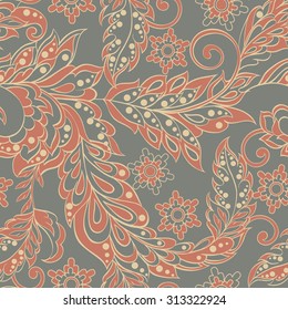 Seamless pattern in Indian style. Floral vector illustration