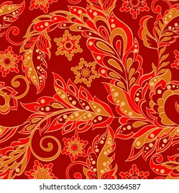 Seamless pattern in indian style. Floral vector illustration