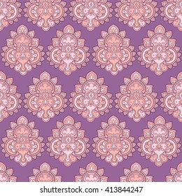 Seamless pattern in indian style. Floral vector illustration