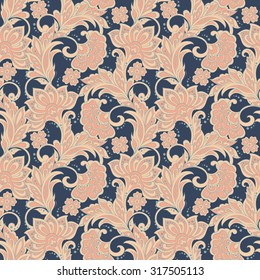 seamless pattern with indian style flowers. floral vector background
