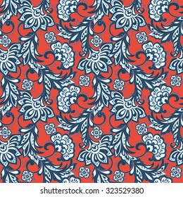 seamless pattern with indian style flowers. floral vector background