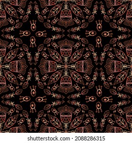Seamless pattern with Indian tribal mask