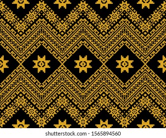 Seamless pattern in the Indonesian batik style combines a black and brown background