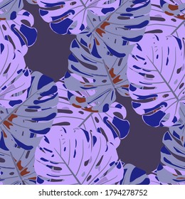 Seamless Pattern with Indonesian Rainforest. Retro Colorful Texture with Tropical Leaves for Fabric, Textile, Linen. Vector Tropical Pattern.