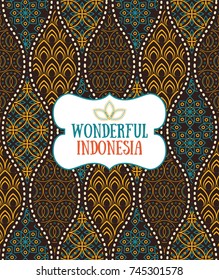 Seamless pattern in indonesian vintage batik luxury style with the text placeholder. 