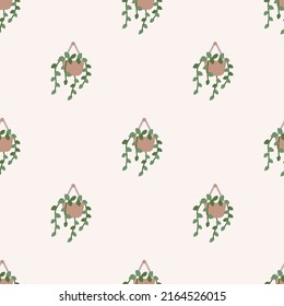 Seamless pattern with Indoor Plants, Devil's ivy icons color, vector and illustration