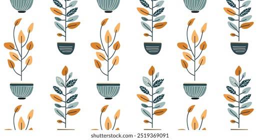 Seamless pattern with indoor plants, vector illustration