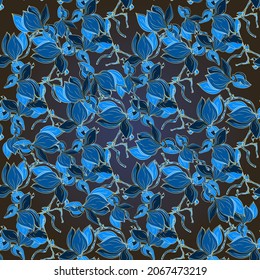 Seamless pattern, infinite texture. beautiful birds background. Abstract composition. For fabric or paper. Tribal draft