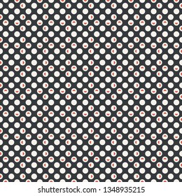 Seamless pattern. Infinitely repeating geometrical ornament consisting of dots, circle, semicircles. Modern stylish texture. Abstract small dotted background. Vector element of graphical design