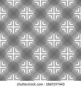 Patrón sin foco. Textura geométrica moderna de repetición infinita que consiste en pequeños rombos, cruces, esquinas, líneas delgadas. Elemento vector del diseño gráfico