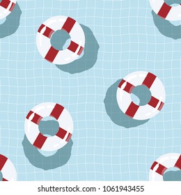 Seamless pattern Inflatable life ring Float On Swimming Pool.printing wallpaper.vector illustration