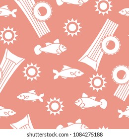 Seamless pattern with inflatable mattress, inflatable circle. Summer leisure.