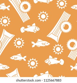 Seamless pattern with inflatable mattress, inflatable circle. Summer leisure.