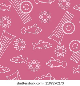 Seamless pattern with inflatable mattress, inflatable circle. Summer leisure.