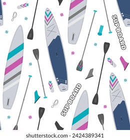 Seamless pattern with Inflatable paddle supboard