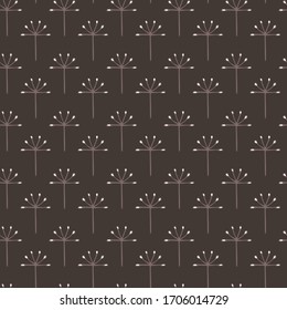 Seamless pattern of inflorescence umbrella on a brown background