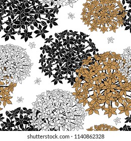 Seamless pattern with inflorescences onions on a white background. Hand-drawn vector illustration. 