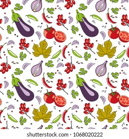 Seamless pattern Ingredients of the Middle East cuisine	