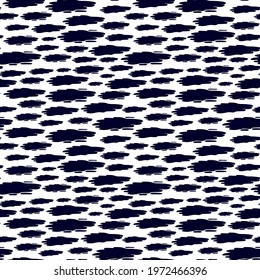 seamless pattern ink blots, brush strokes dark blue. Endless, original, stylish abstract pattern for fabric, phone cases, notebooks, textiles. Animal print. Vector illustration, hand draw