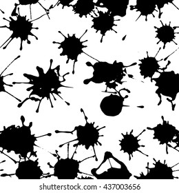 Seamless pattern of ink blots on a white background. Grunge background. Vector illustration