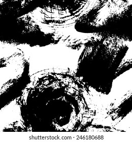 Seamless pattern with ink blots. Sloppy strokes of a paint. 