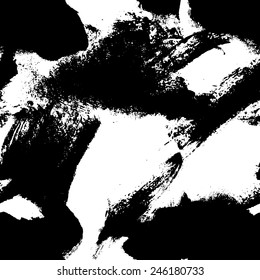 Seamless pattern with ink blots. Sloppy strokes of a paint. 